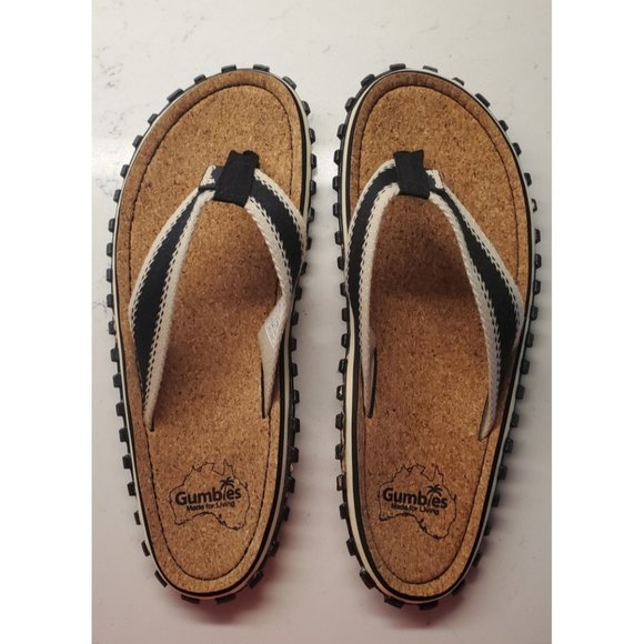 GUMBLES  Beach Hike Cork Flip-Flops Black - Picture 5 of 8